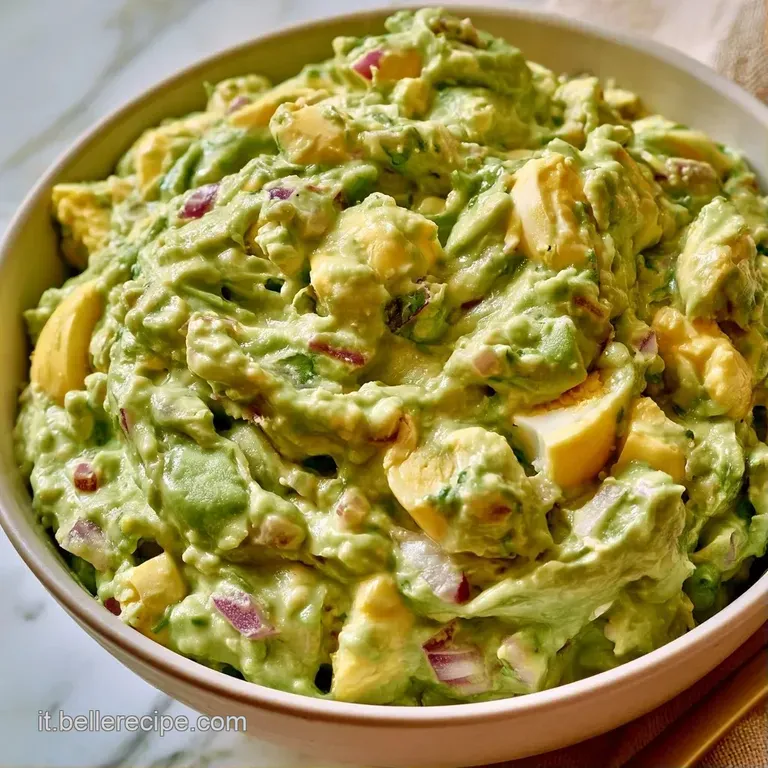 Composizione ordinata di fette di avocado cremoso e uova sode, guarnite con semi scuri e un filo d'olio dorato.