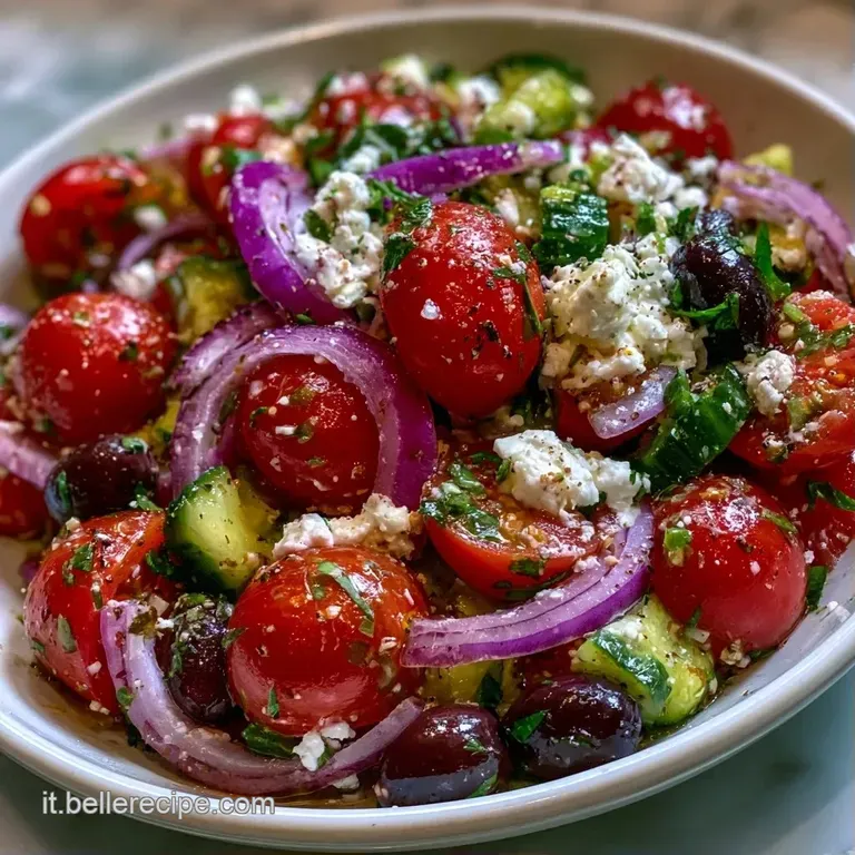 Composizione raffinata di pomodori succosi e formaggio bianco cremoso, guarnita con foglie verdi e grani di pepe nero.