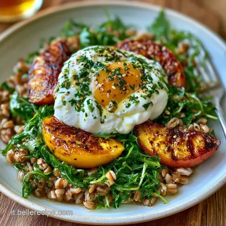 Insalata di Farro Pesche Grigliate e Burrata