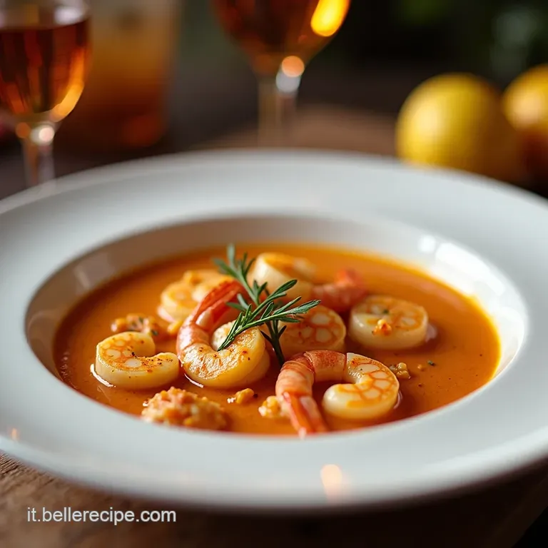 La Regina Del Mare in Tazza Bisque Classica Di Gamberi E Brandy presentation