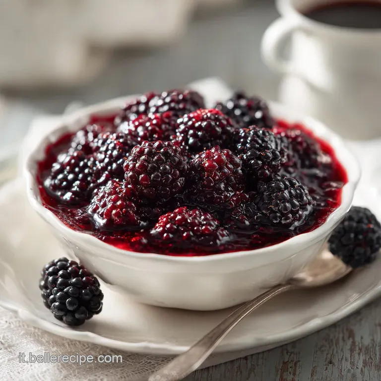 A swirl of rich, dark blackberry jam dolloped elegantly onto a rustic crusty bread slice.