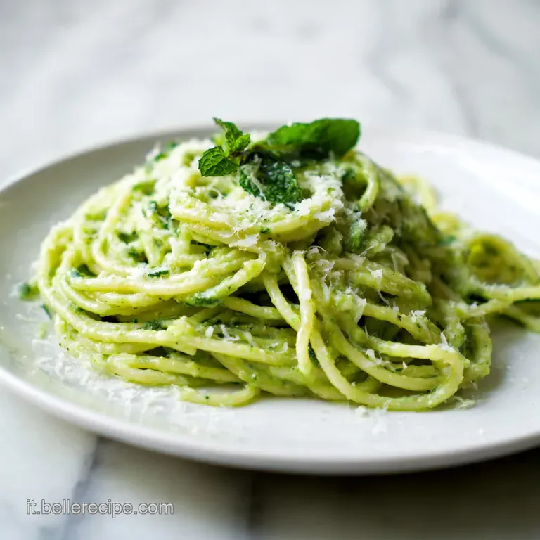 Pasta avvolta in crema densa e vellutata, decorata con zucchine fritte dorate in un elegante piatto di ceramica.