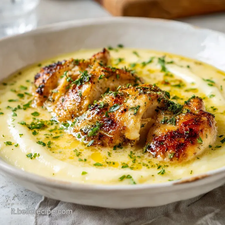 Lemon chicken artfully arranged on a plate, bright yellow sauce gleaming, alongside a sprig of fresh rosemary and colorful...