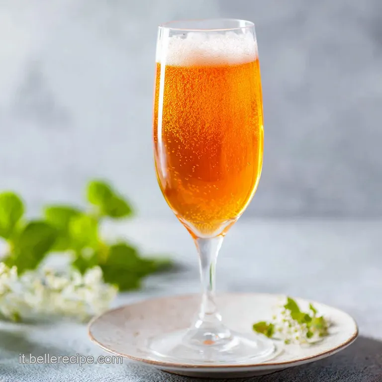 Two Kir Royale cocktails, ruby red with effervescent bubbles, sit on a white tablecloth beside a silver ice bucket and sca...