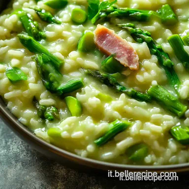 Risotto Cremoso Con Asparagi E Guanciale Croccante presentation