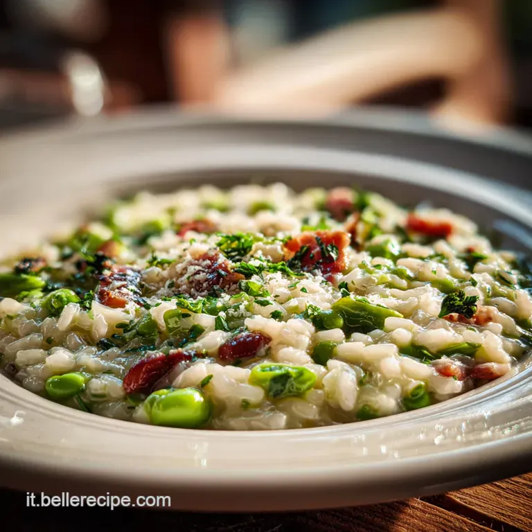 Risotto con Fave Guanciale e Pecorino
