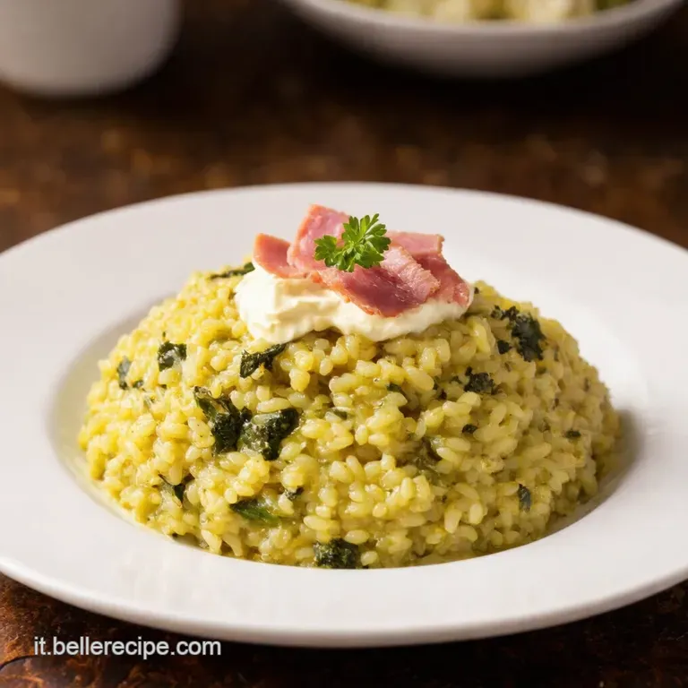 Risotto Rustico Con Cime Di Rapa E Speck Croccante presentation