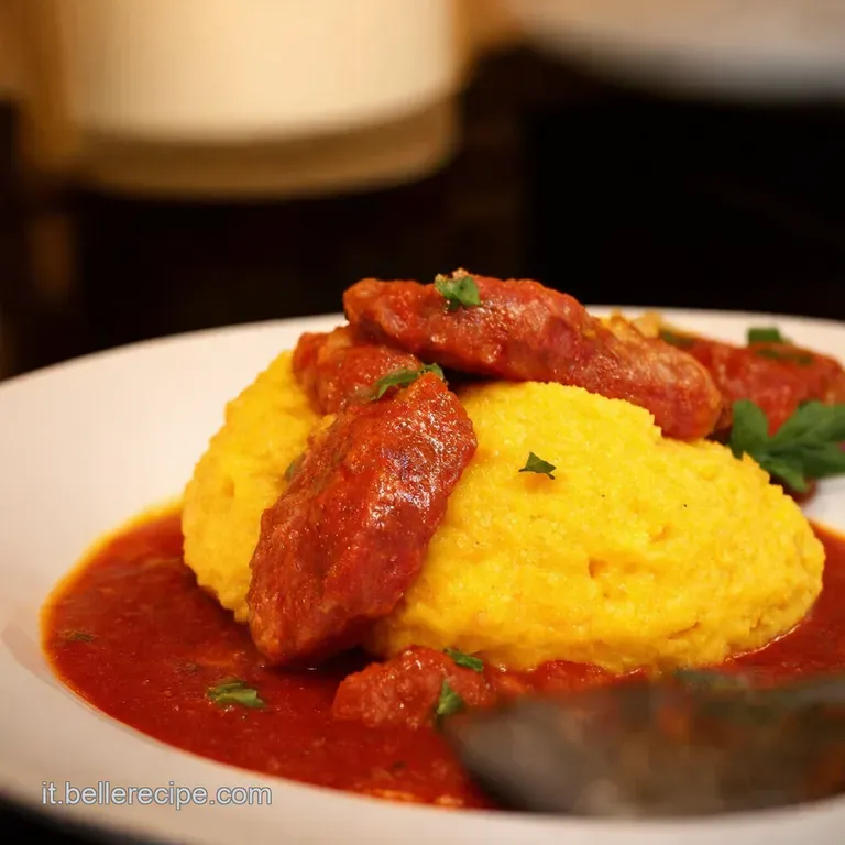 Salsiccia Con Polenta Un Classico Italiano Ricco Di Sapore presentation