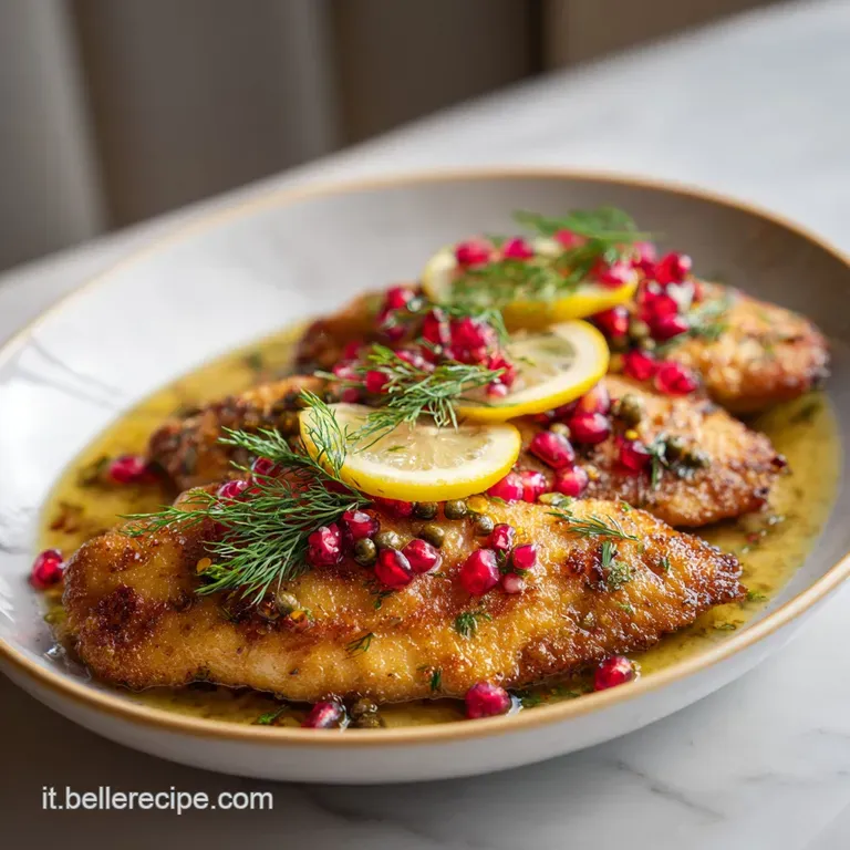 Delicately arranged veal scaloppine showered with fresh parsley, served with a lemon wedge.