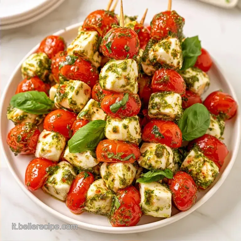 Spiedini Mozzarella Pomodorini Pesto in 15 Minuti