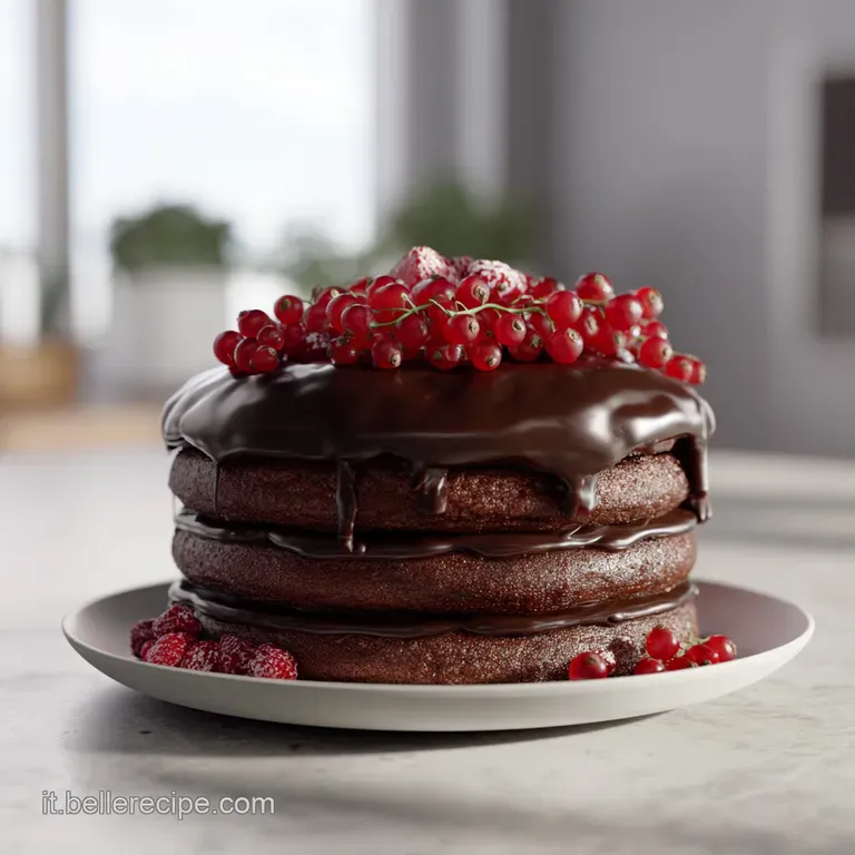 Dolce imponente su un'alzatina di ceramica bianca, con ciuffi di panna soffice e fragole rosse lucide in cima.