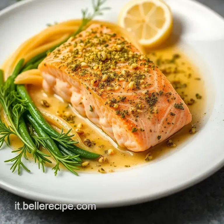 Trancio Di Salmone Croccante Al Pistacchio presentation