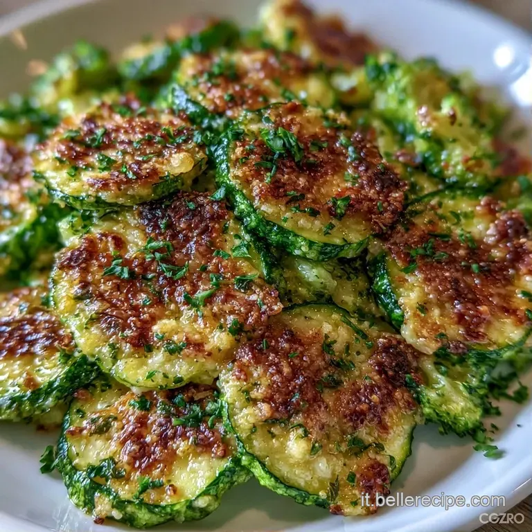 Fette di verdura verde brillante con superficie brunita e croccante, servite elegantemente su un piatto di ceramica.