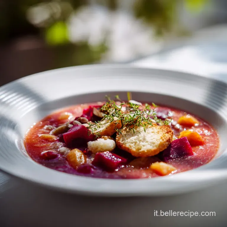 Zuppa di Legumi e Farro con Barbabietola